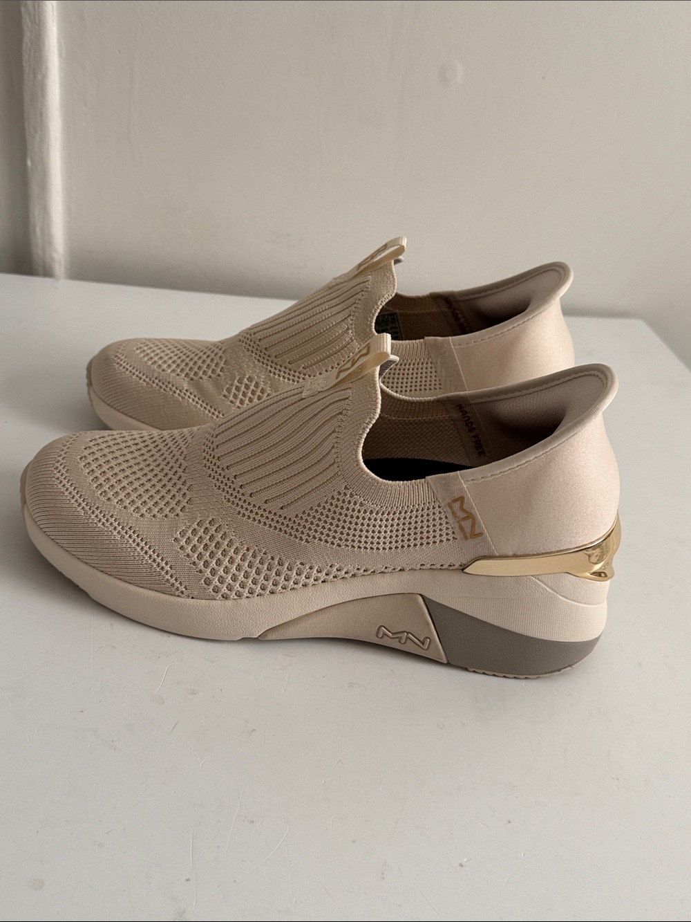Skechers Cream Slip-On Knit Sneakers - Picture 5 of 11